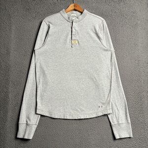 Vintage Abercrombie & Fitch Mens Y2K Muscle Henley XL Gray Preppy Made In USA